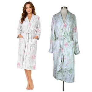 Vintage Lauren Ralph Lauren Floral Robe Cottagecore Dressing Gown Blue Pink L